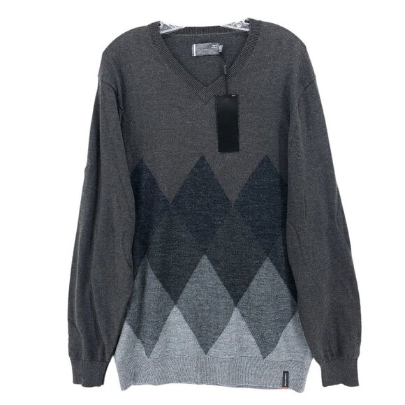 NWT Mizuno Pro Collection Golf Sweater Heat Generating Wool Blend Gray Argyle L - Picture 1 of 10